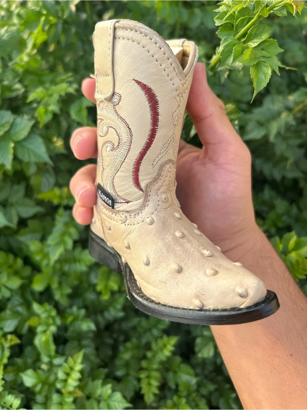 bone Ostrich baby Cowboy Boot